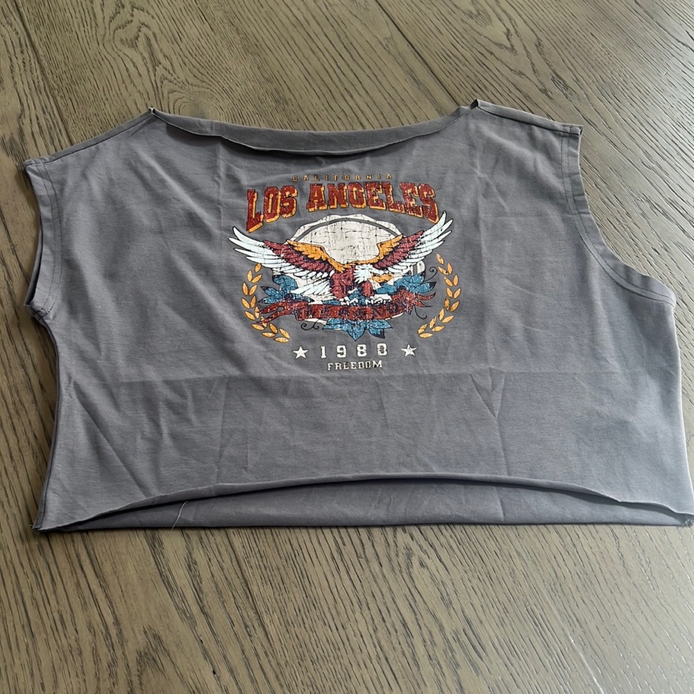 Shein off the shoulder top grey muscle tee size small